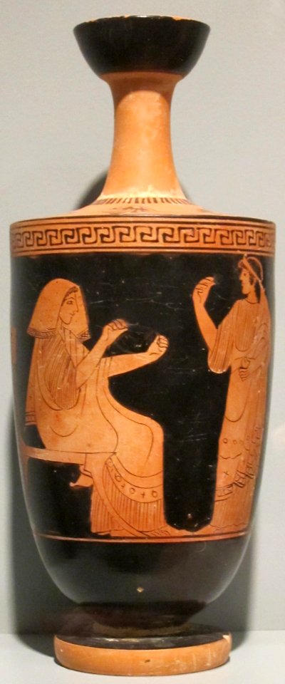 Lekythos (oil bottle), attributed to the Sabarouff Painter, Attic, 5th century BCE, red-figure terracotta, HAA