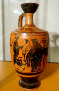 Lekythos with wedding procession of Dionysos and Ariadne, black figure, greater Greece, c. 510 BC, ceramic - Hessisches Landesmuseum Darmstadt - Darmstadt, Germany - DSC01129