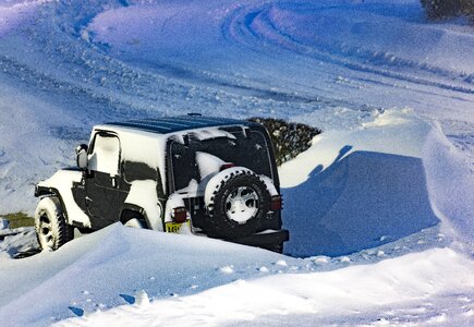 Car covered in snow stucked