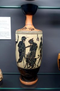 Lekythos with scenes of Athenian life, Edinburgh Painter, Attic, 500-490 BC, ZA 68-1 - Martin von Wagner Museum - Würzburg, Germany - DSC05491
