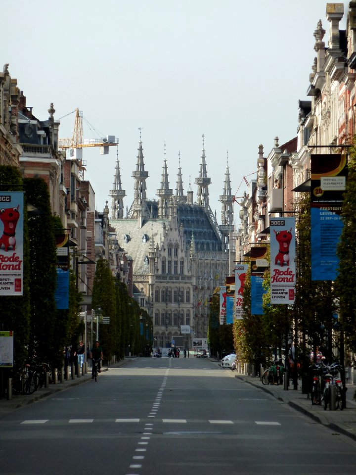 Leuven-Stadhuis gezien vanuit de Bondgenotenlaan