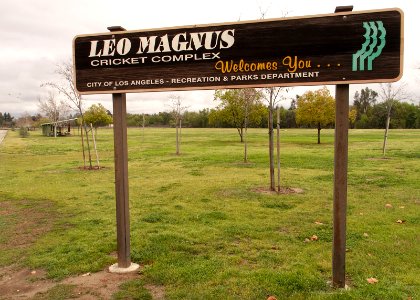 Leo Magnus Cricket Complex sign