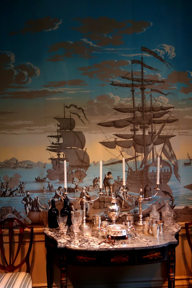 Les Vues d'Italie (Paysages Italien), wallpaper by Desfossé & Karth, 1865-1890, with silver - Winterthur Museum - DSC01710