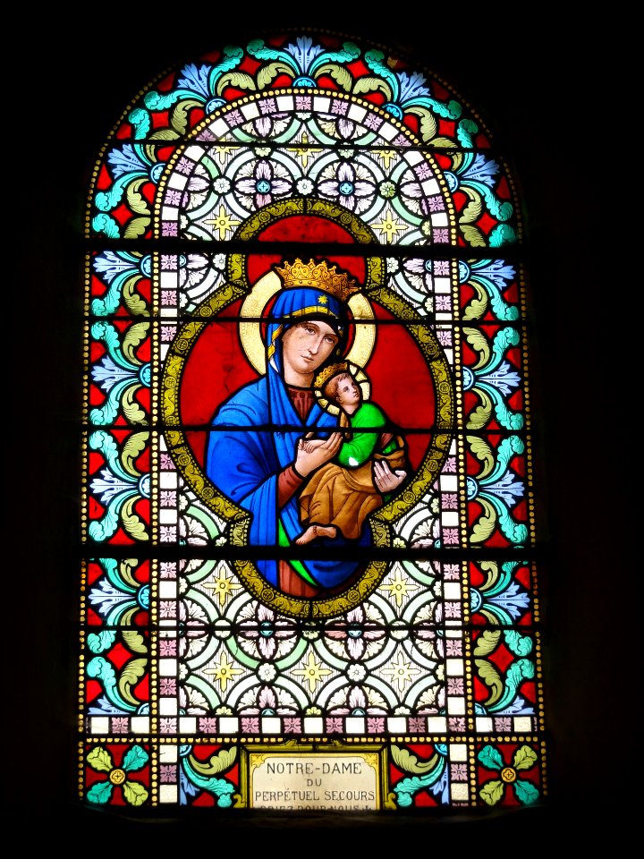 Les Autels (Aisne) église, vitrail ND du perpétuel secours