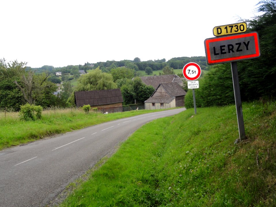 Lerzy (Aisne) city limit sign