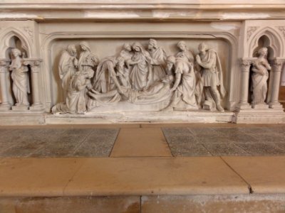 Les Paroches (Meuse) Église de l'Invention-de-Saint-Étienne, dessous-d'autel, mise au tombeau photo
