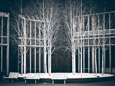Museum art installation black white