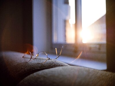 Reading glasses sun glare window