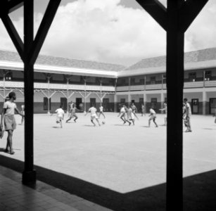 Leerlingen van de school van het klooster Scherpenheuvel op Curaçao op het schoo, Bestanddeelnr 252-8584