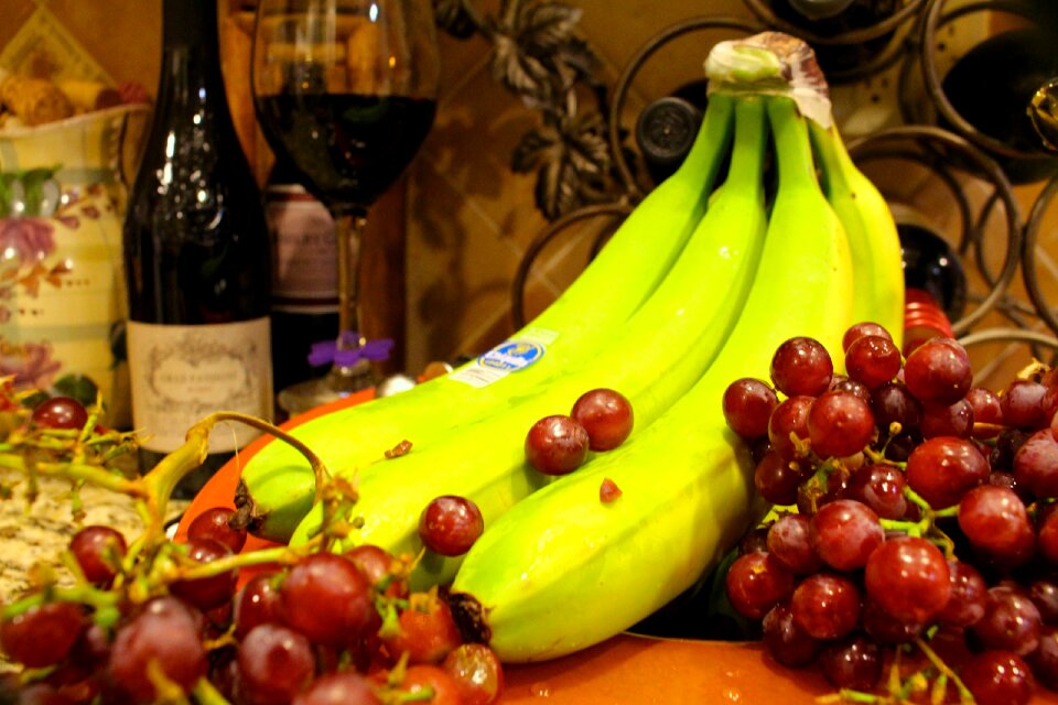 Grapes food and wine bottle