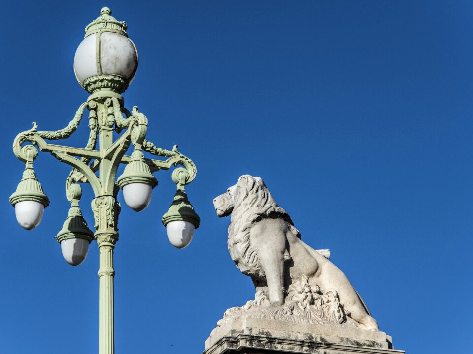 Reverberatory metal statue lion