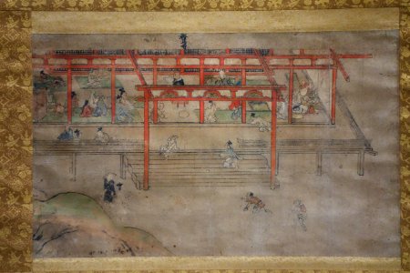 Legends about the Origin of Yuzu Nenbutsu Buddhism, Kamakura period, 14th century, detached segment of illustrated scroll, color on paper - Tokyo National Museum - DSC05765