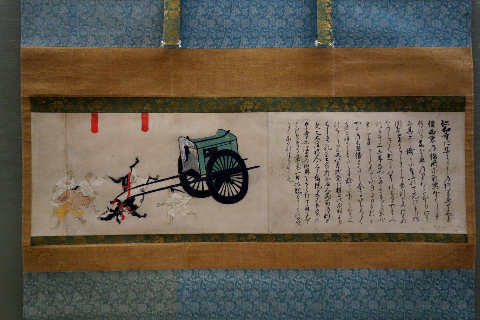 Legends about the Origin of Kitano Tenjin Shrine, detached segment of illustrated scroll, Kamakura period, dated 1277 (Kenji 3), color on paper - Tokyo National Museum - DSC05755