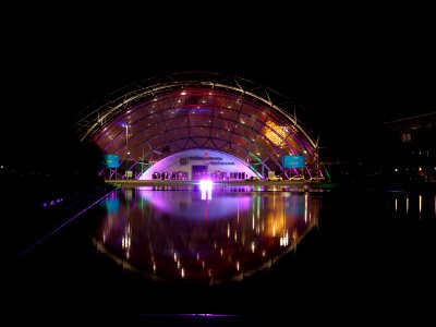 Leipzig fair main entrance from outside at night during 36C3 on day 2 14