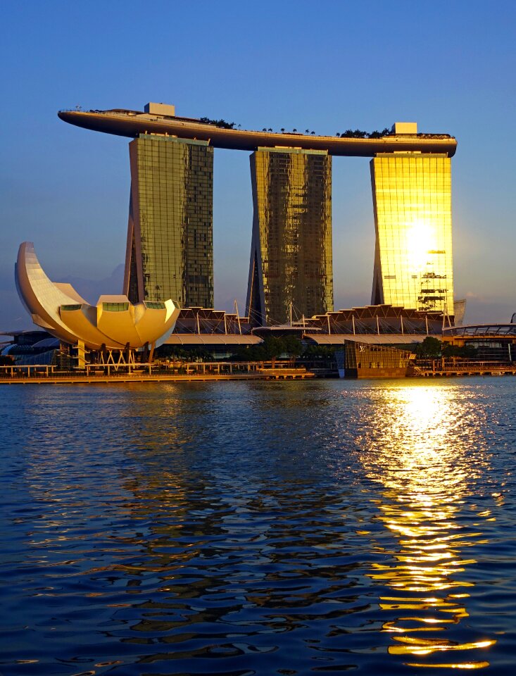 Landmark singapore river blue sky
