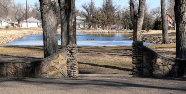 La Junta, Colorado city park gate and lake