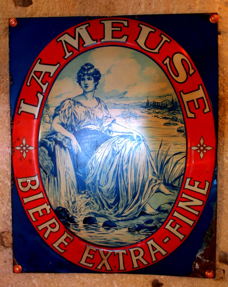 La Meuse - Bière Extra - Fine , enamel advertising sign at the Musée Européen de la Bière