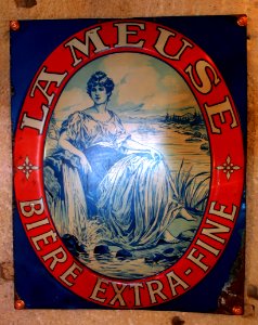 La Meuse - Bière Extra - Fine , enamel advertising sign at the Musée Européen de la Bière