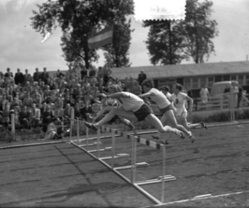 Laatste atletiekwedstrijden voor Helsinki. Fanny Blankers-Koen op de 80m horden, Bestanddeelnr 905-2160