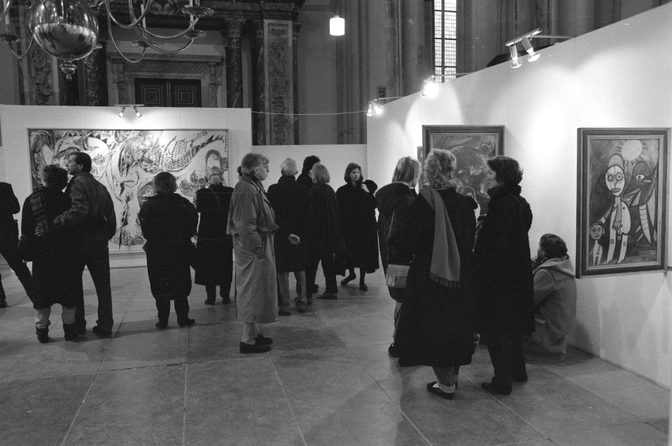 Laatste dag van de tentoonstelling Cobra, 40 jaar later in de Nieuwe Kerk in A, Bestanddeelnr 934-3905