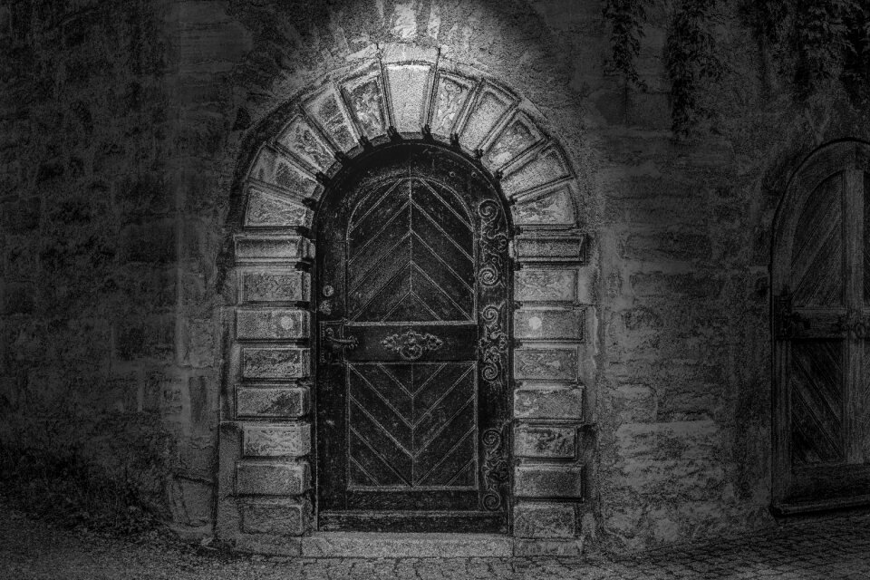 Closed mystical house entrance