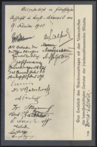 Laatste pagina wapenstilstand Brest-Litowsk met ondertekeningen, Bestanddeelnr 158-1767