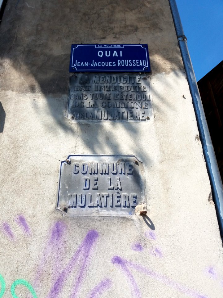 La Mulatière - Quai Jean-Jacques Rousseau - Plaque Commune de La Mulatière