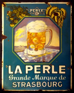 La Perle Grande Marque de Strasbourg enamel advertising sign