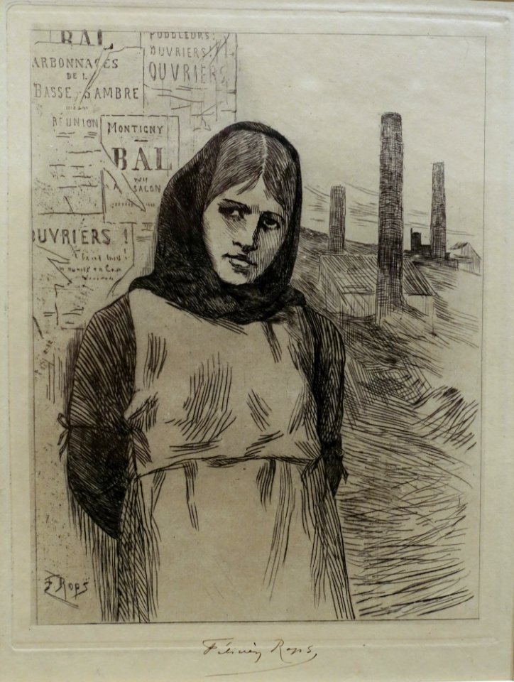 La Greve (The Strike) by Felicien Rops, c. 1865, etching - University of Arizona Museum of Art - University of Arizona - Tucson, AZ - DSC08002