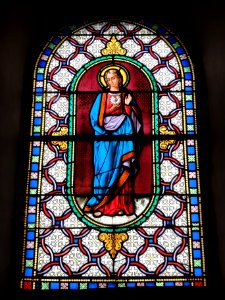 La Hérie (Aisne) église, vitrail sacré coeur du Christ
