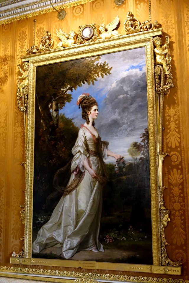 Lady Harrington as Aurora, by Sir Joshua Reynolds, 1775, oil on canvas - Cinnamon Drawing Room - Harewood House - West Yorkshire, England - DSC01926