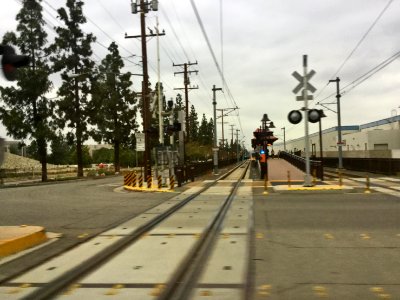 LACMTA Gold Line Duarte Station, looking down the tracks