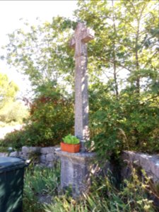 Labeaume - Croix et plante photo