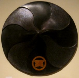 Lacquered flat warrior hat, Edo period, 19th century, wood, lacquer and gold