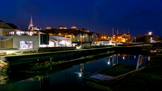 Kyrkevik harbor at night