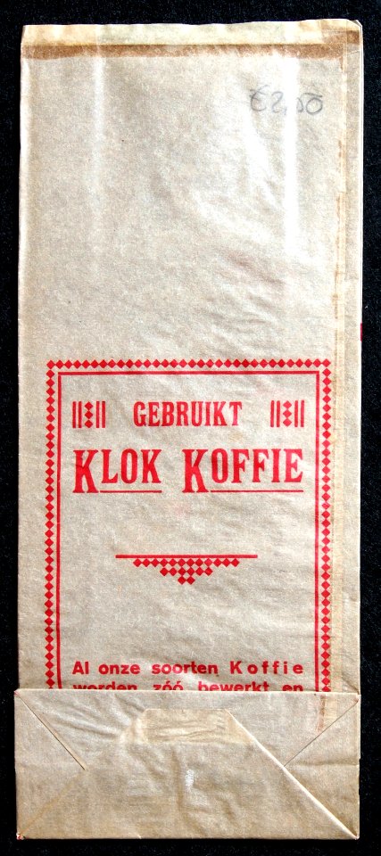 Klok Koffie zakje, achterkant