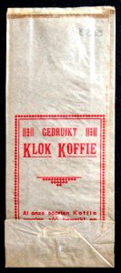 Klok Koffie zakje, achterkant