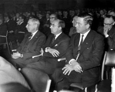 KVP congres 1960 in Krasnapolski te Amsterdam, vlnr premier De Quay , minist, Bestanddeelnr 911-6930