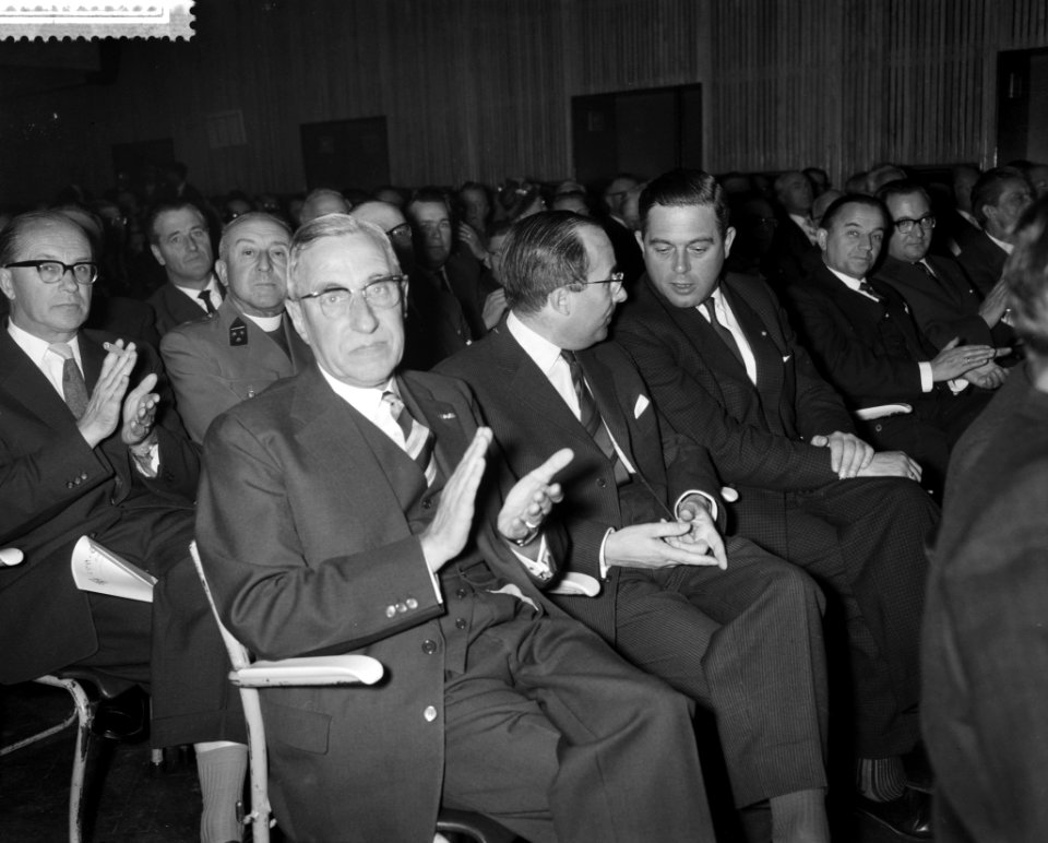 KVP congres 1960 in Krasnapolski te Amsterdam, vlnr premier De Quay , minist, Bestanddeelnr 911-6935