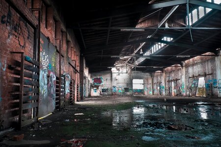 Ruin railway depot train