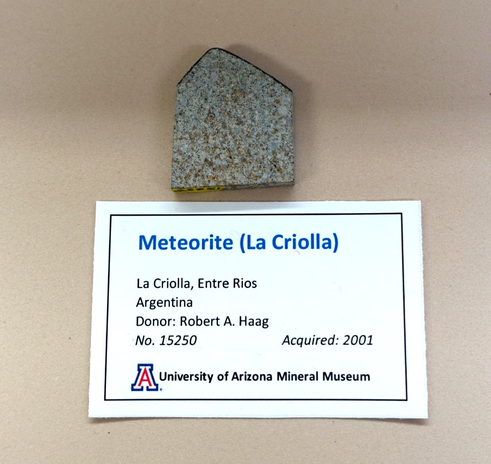 La Criolla meteorite, Argentina - University of Arizona Mineral Museum - University of Arizona - Tucson, AZ - DSC08468