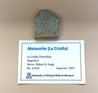 La Criolla meteorite, Argentina - University of Arizona Mineral Museum - University of Arizona - Tucson, AZ - DSC08468
