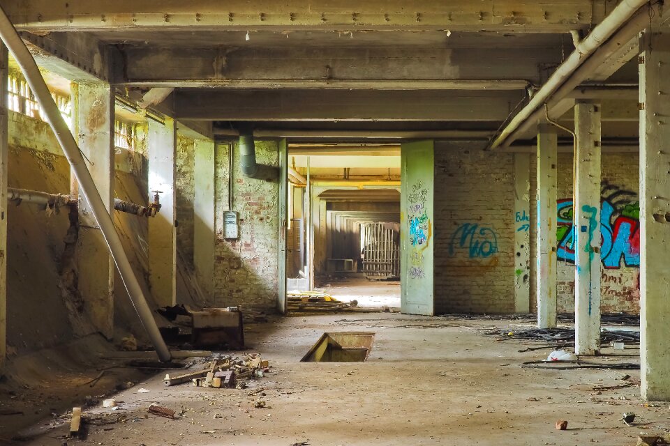 Ruin railway depot train