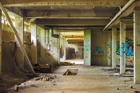 Ruin railway depot train