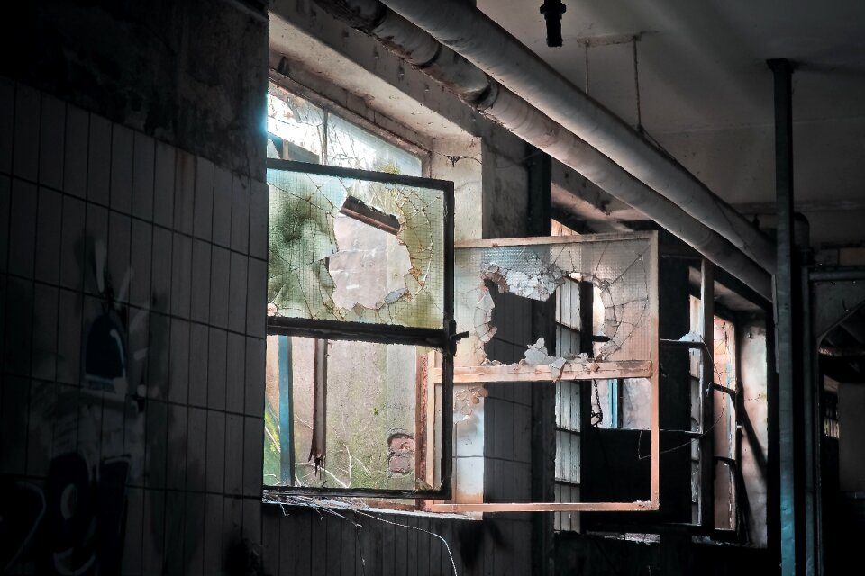 Ruin railway depot train