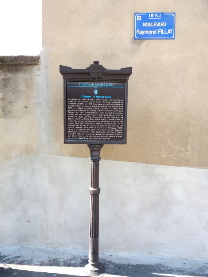 L'Estaque - Boulevard Raymond Fillat, panneau château Fallet