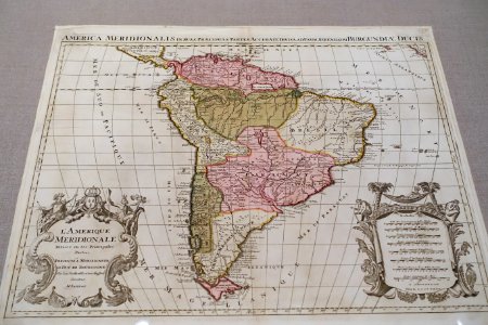L'Amerique Meridionale divisée en ses principales parties..., Alexis Hubert Jaillot, France, 1650, engraving with hand-coloring - Blanton Museum of Art - Austin, Texas - DSC08119