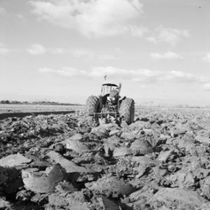 Landbouwmachines en werktuigen, werkzaamheden, ruilverkavelingen, ploegen, heusd, Bestanddeelnr 160-1300
