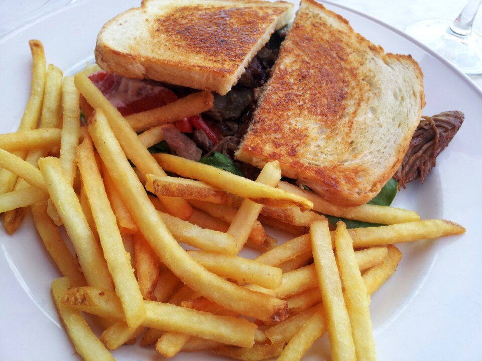 Food fries brown sandwich