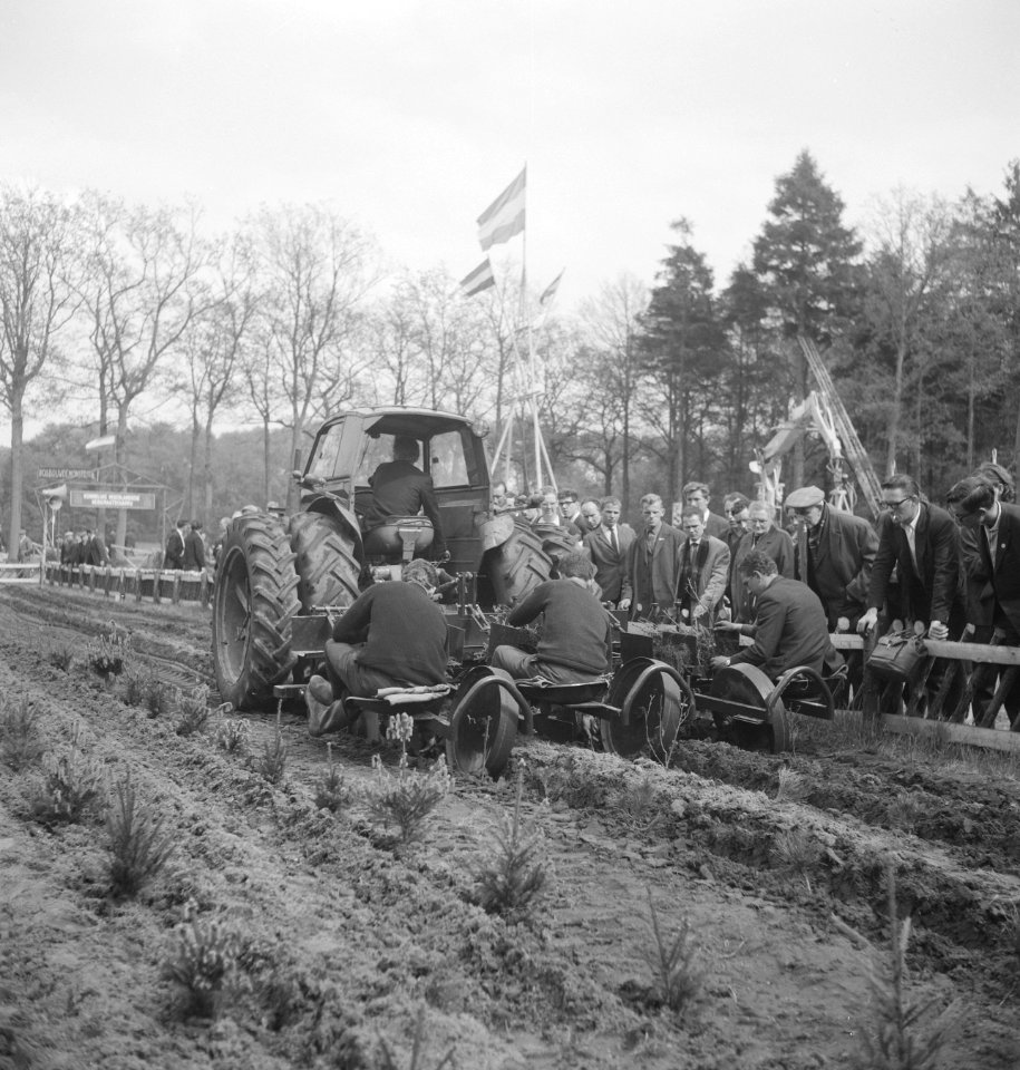 Landbouwmachines, werktuigen, toeschouwers, grondbewerking, bosbouw, pootwerkzaa, Bestanddeelnr 253-5069
